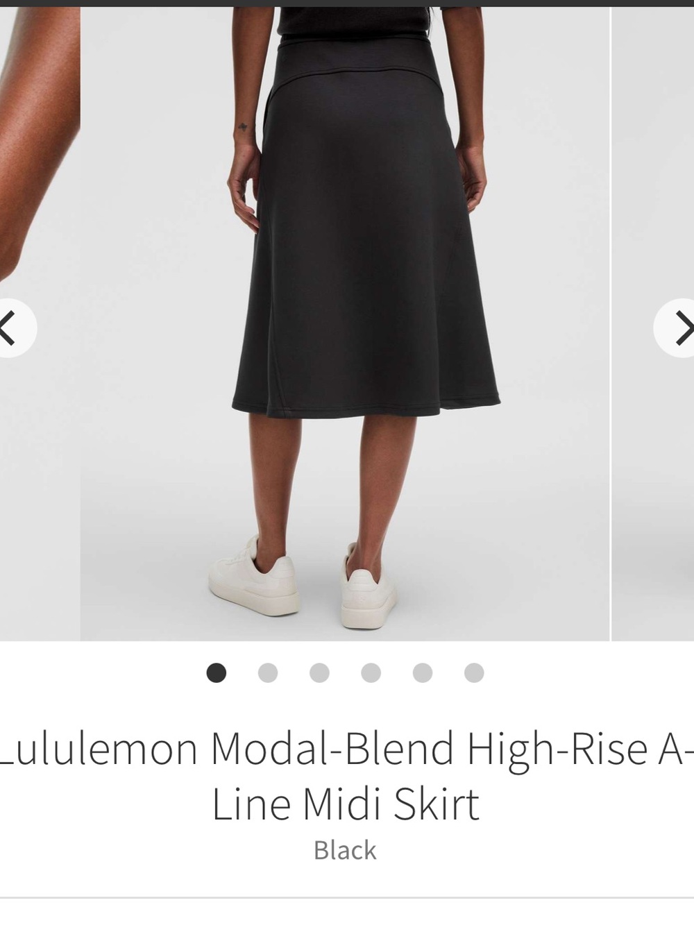 Lululemon Modal-Blend High-Rise A-
Line Midi Skirt Black. Size S. NWT